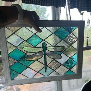 Dragonfly Stained Glass Art Panel